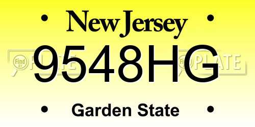 9548HG New Jersey License Plate