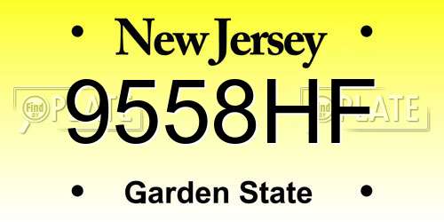 9558HF New Jersey License Plate