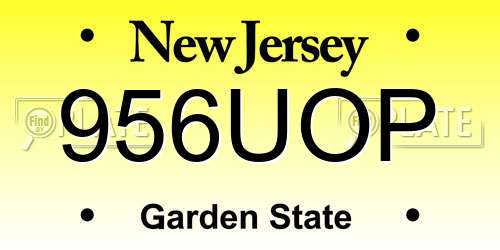 956UOP New Jersey License Plate