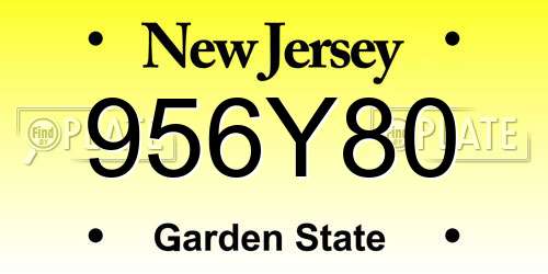 956Y80 New Jersey License Plate