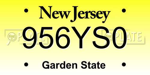 956YS0 New Jersey License Plate