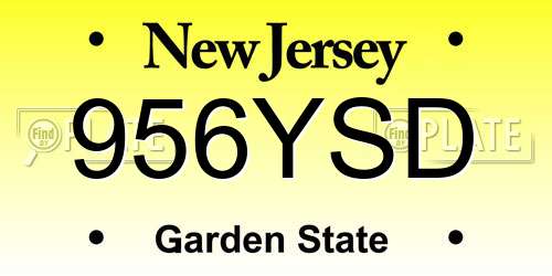 956YSD New Jersey License Plate