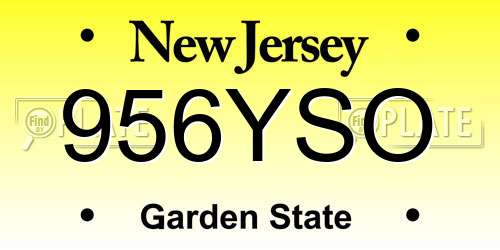 956YSO New Jersey License Plate