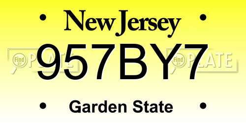 957BY7 New Jersey License Plate