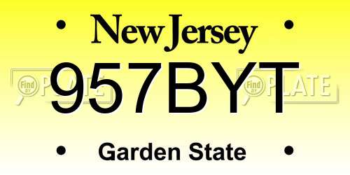 957BYT New Jersey License Plate