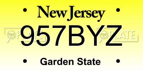 957BYZ New Jersey License Plate