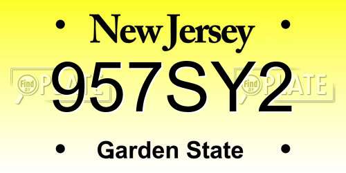 957SY2 New Jersey License Plate