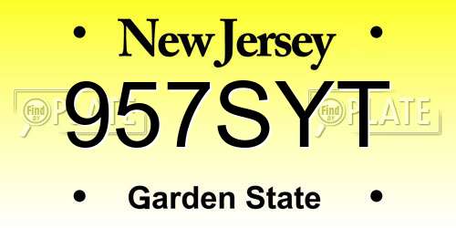 957SYT New Jersey License Plate