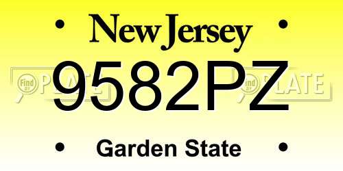 9582PZ New Jersey License Plate