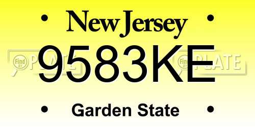9583KE New Jersey License Plate