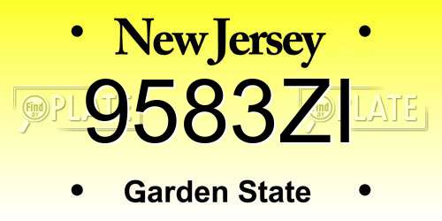 9583ZI New Jersey License Plate
