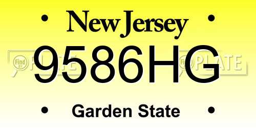 9586HG New Jersey License Plate
