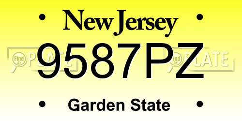 9587PZ New Jersey License Plate