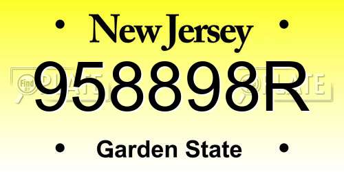 958898R New Jersey License Plate