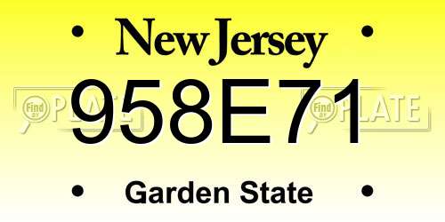 958E71 New Jersey License Plate