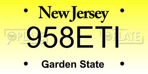 958ETI New Jersey License Plate