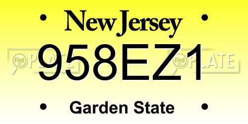 958EZ1 New Jersey License Plate
