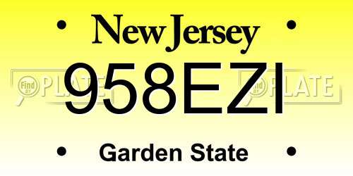 958EZI New Jersey License Plate