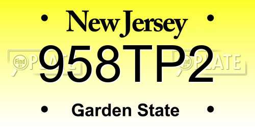 958TP2 New Jersey License Plate