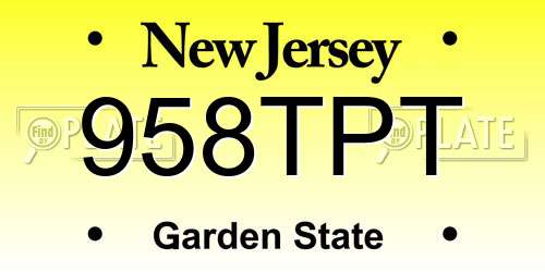 958TPT New Jersey License Plate