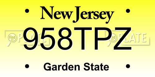 958TPZ New Jersey License Plate