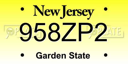 958ZP2 New Jersey License Plate