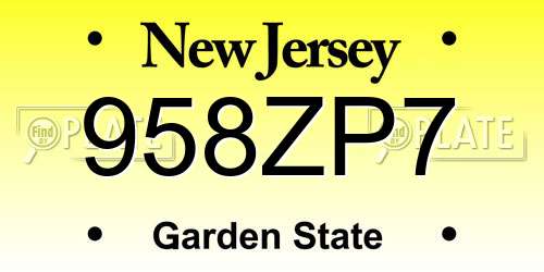958ZP7 New Jersey License Plate