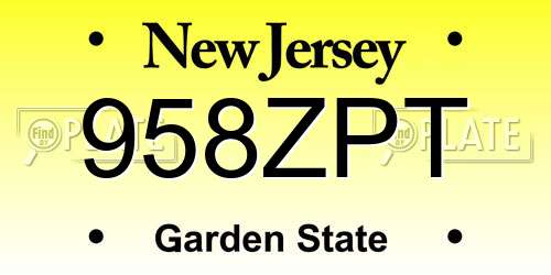 958ZPT New Jersey License Plate