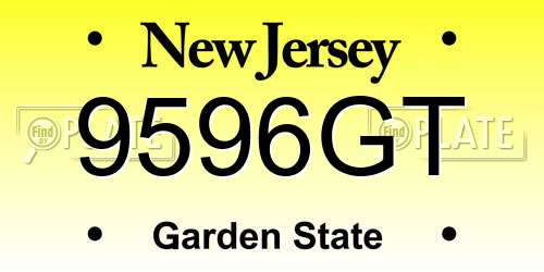 9596GT New Jersey License Plate