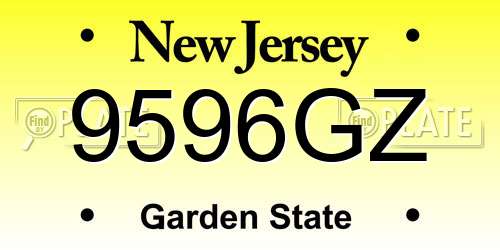 9596GZ New Jersey License Plate