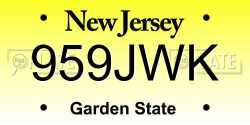 959JWK New Jersey License Plate