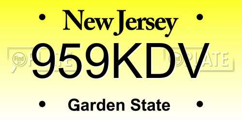 959KDV New Jersey License Plate