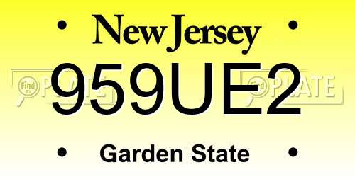 959UE2 New Jersey License Plate