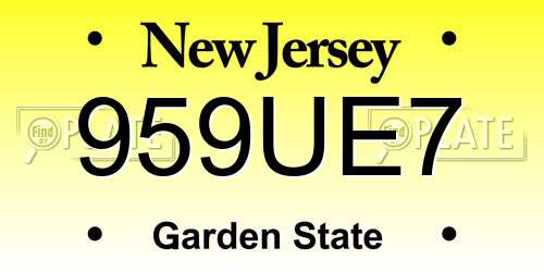 959UE7 New Jersey License Plate