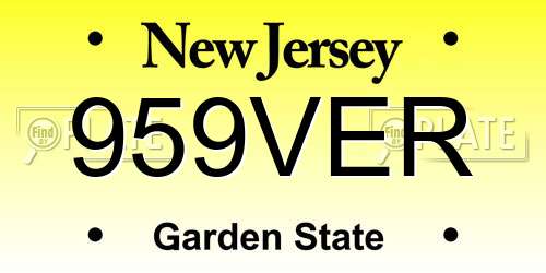 959VER New Jersey License Plate