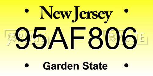 95AF806 New Jersey License Plate