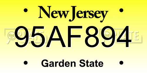 95AF894 New Jersey License Plate