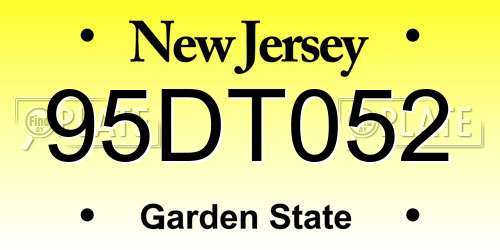 95DT052 New Jersey License Plate