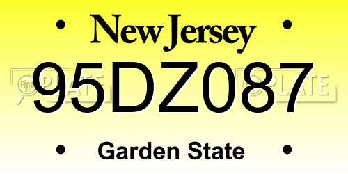 95DZ087 New Jersey License Plate
