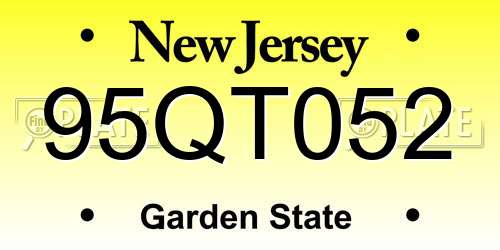 95QT052 New Jersey License Plate