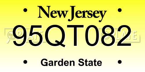 95QT082 New Jersey License Plate