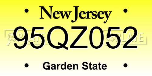 95QZ052 New Jersey License Plate