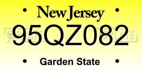 95QZ082 New Jersey License Plate