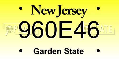 960E46 New Jersey License Plate