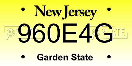 960E4G New Jersey License Plate