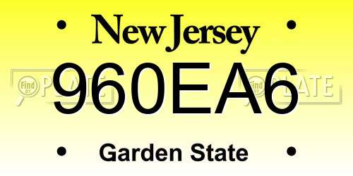 960EA6 New Jersey License Plate