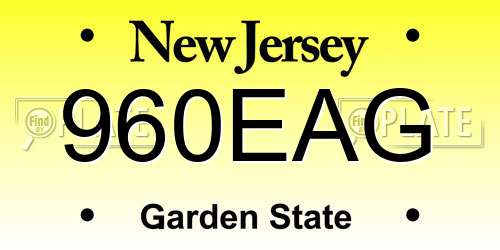 960EAG New Jersey License Plate