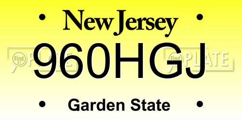 960HGJ New Jersey License Plate