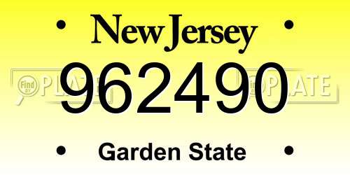 962490 New Jersey License Plate