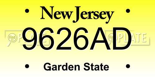 9626AD New Jersey License Plate
